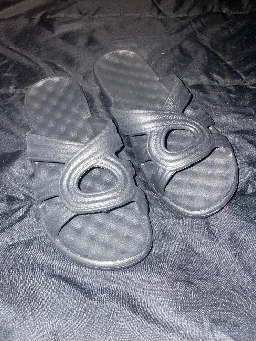 Crocs style Black Slide Sandals with Padded Footbed size w 6 nwot